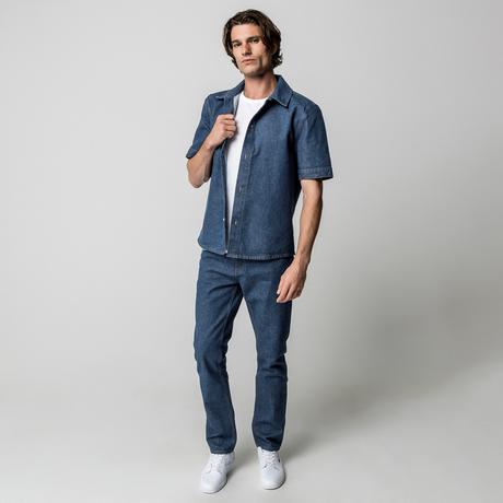 Manor Man Kurzarm Denim Hemd  