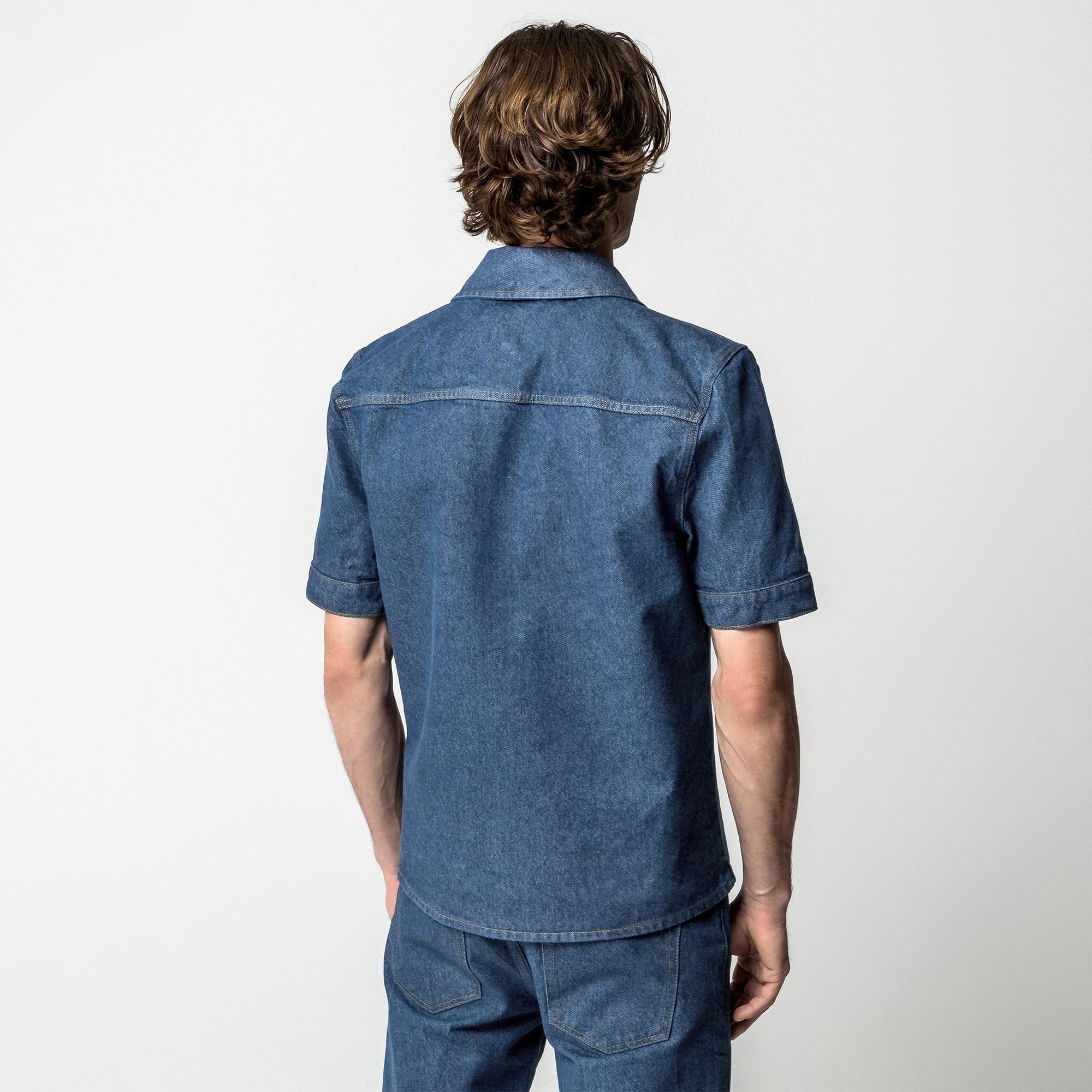 Manor Man Kurzarm Denim Hemd  