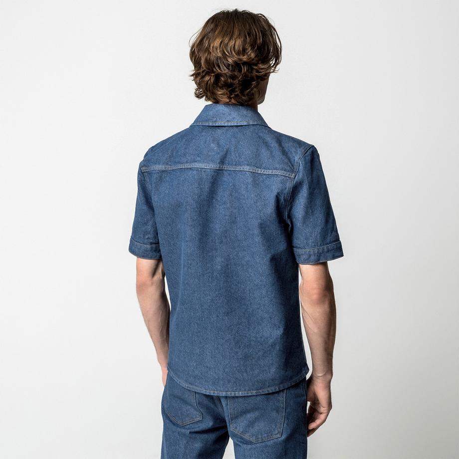 Manor Man Camicia Denim Maniche Corte  