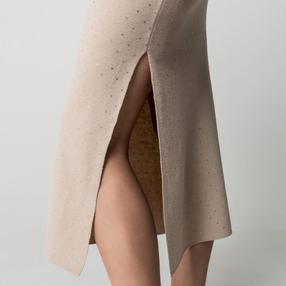 Marella Merce Gonna Midi in Maglia con Strass  