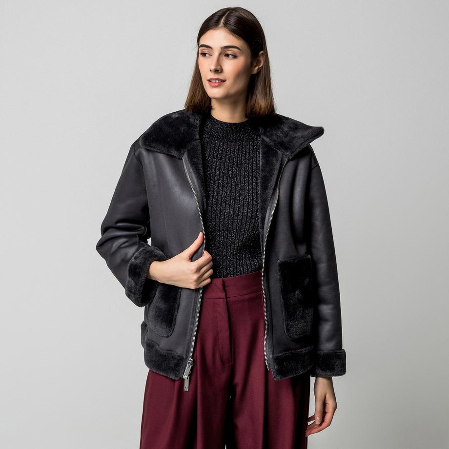 Marella FRESA Giacca Reversibile in Ecopelliccia  