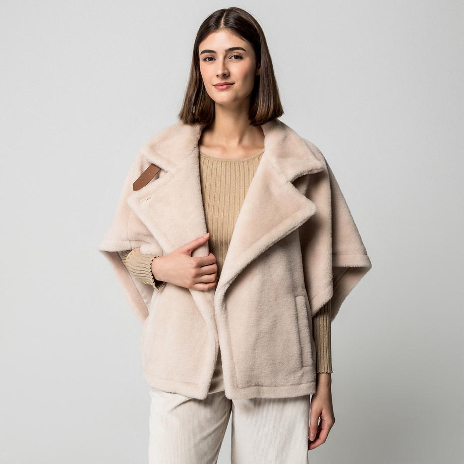 Marella Gesso Veste Poncho Col Boucle  