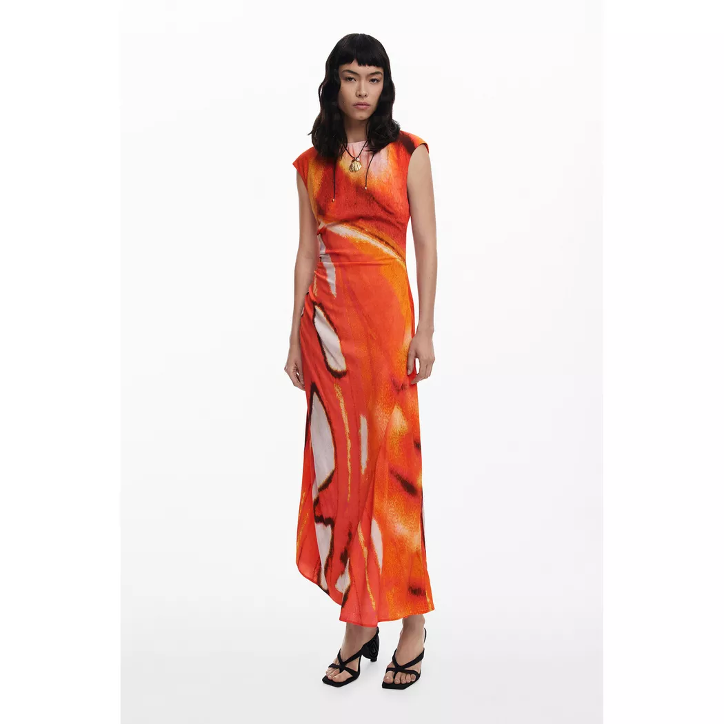 Desigual Robe fleurs latérales ORANGE S female 3