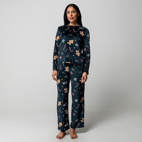 Manor Woman Ensemble de pyjama en velours motif Noël  