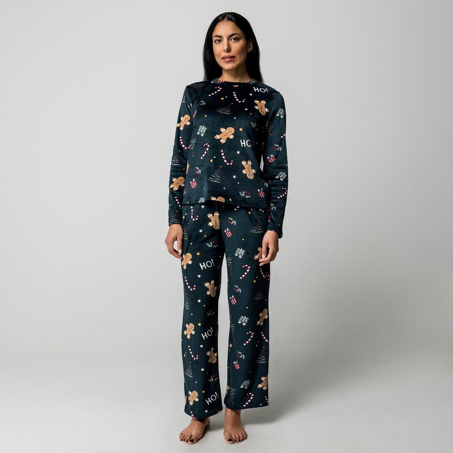 Manor Woman Ensemble de pyjama en velours motif Noël  