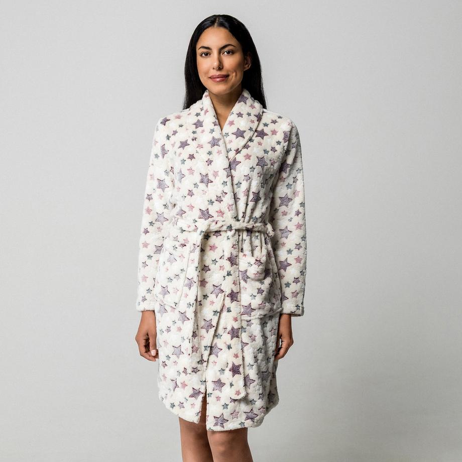 Manor Woman Sternenmuster Fleece Bademantel  