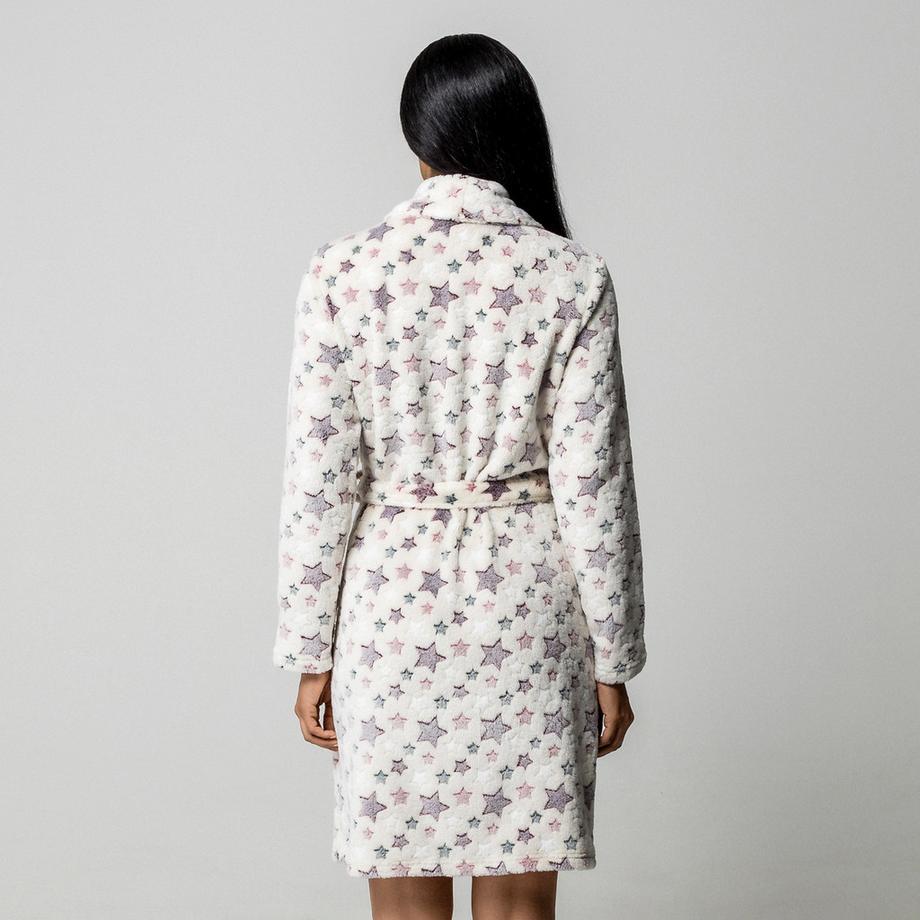 Manor Woman Sternenmuster Fleece Bademantel  