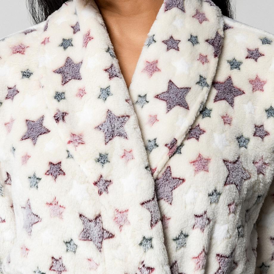 Manor Woman Sternenmuster Fleece Bademantel  