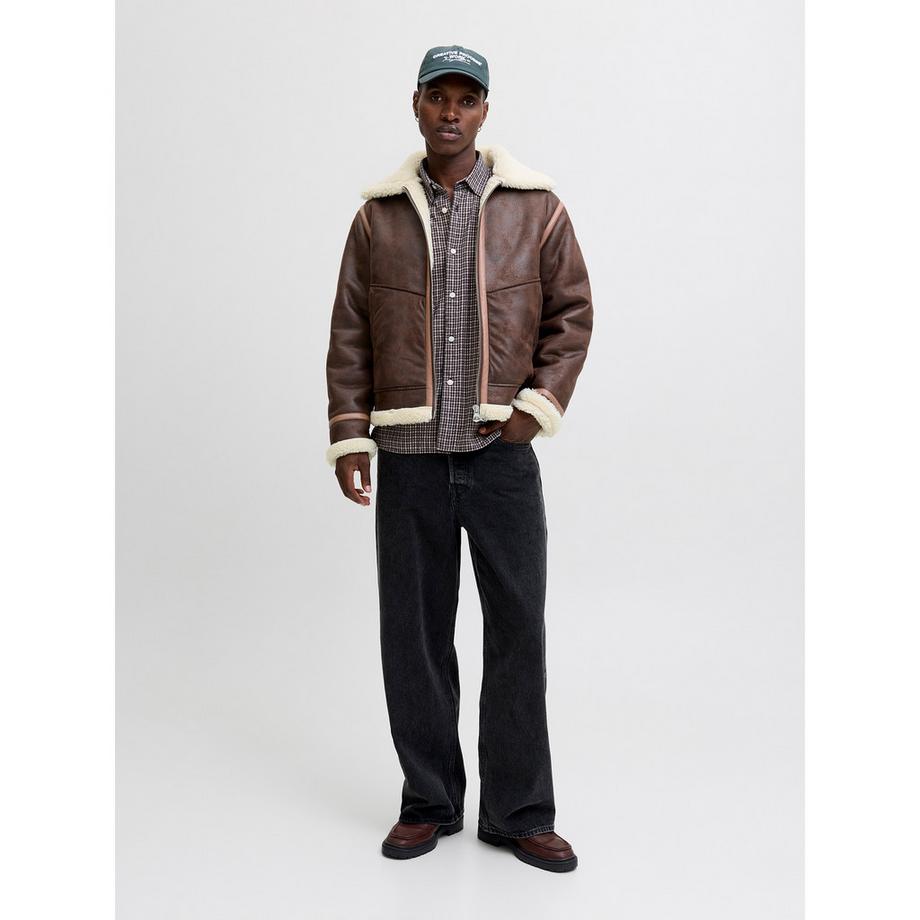 JACK & JONES Blouson Jacke mit Teddyfutter Kragen  