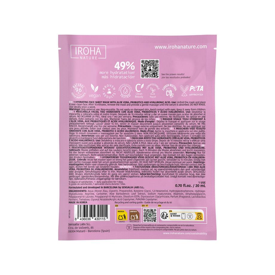 iroha  Tissue Face Mask Aloe + H.A. Biodegradable 