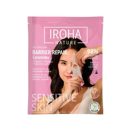 iroha  Nature Face Sheet Mask With Ceramides + Peptides + Probiotics + Ha   