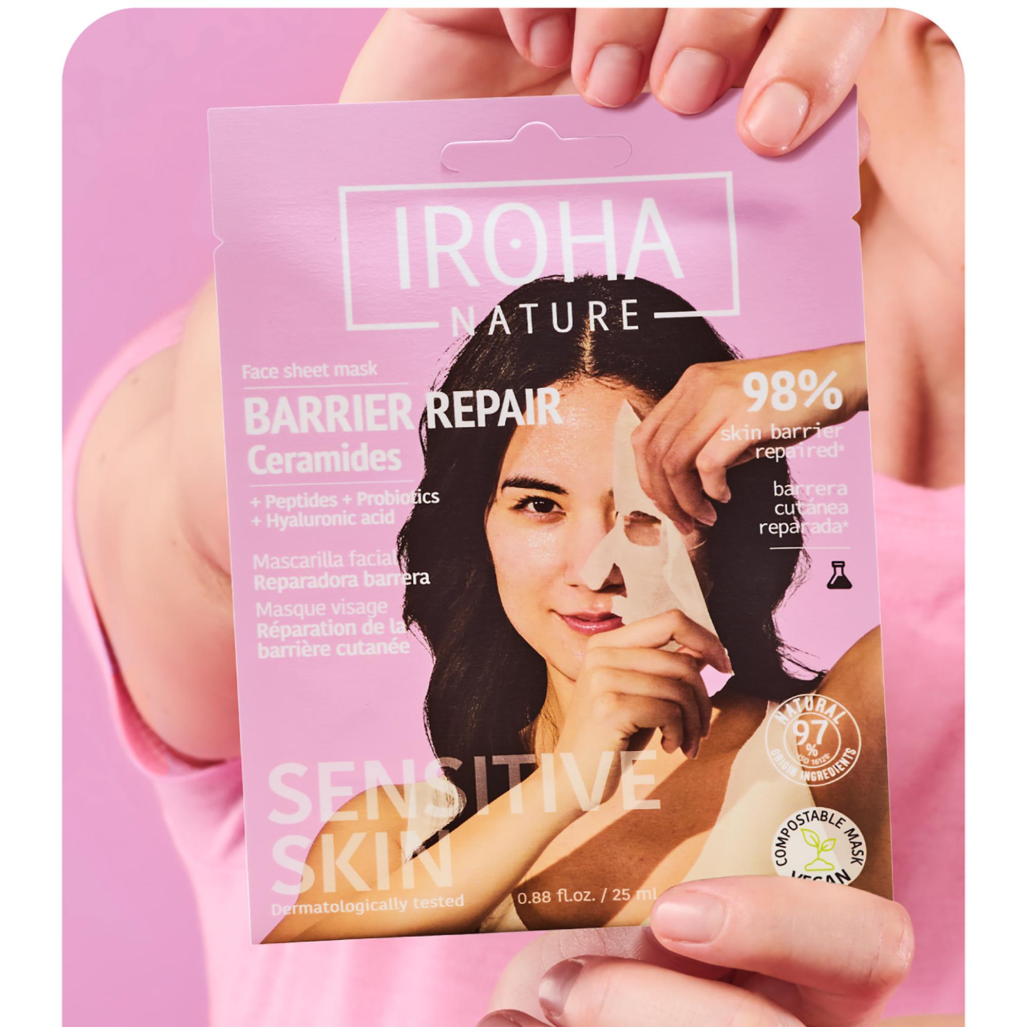 iroha  Nature Face Sheet Mask With Ceramides + Peptides + Probiotics + Ha   
