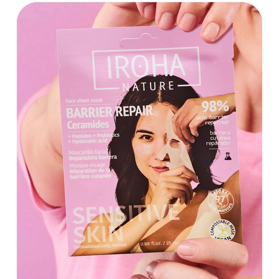 iroha  Nature Face Sheet Mask With Ceramides + Peptides + Probiotics + Ha   