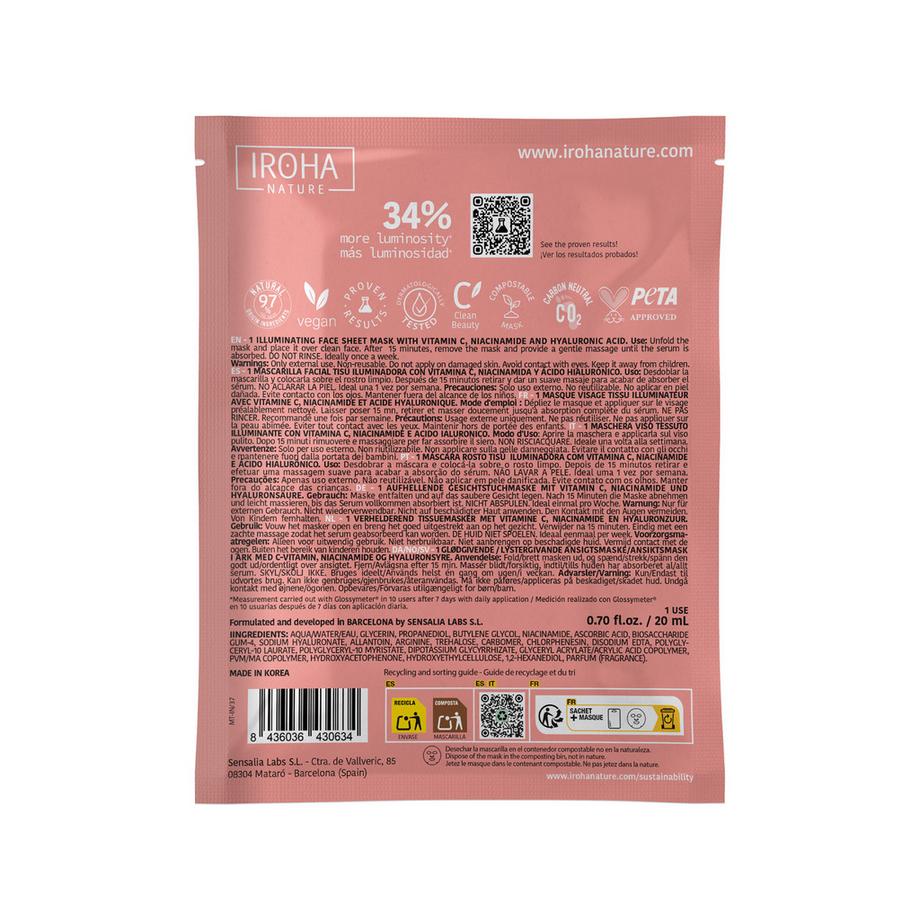 iroha  Tissue Face Mask - Vit C + H.A. - Biodegradable 