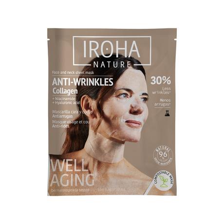 iroha  Tissue Face & Neck Mask - Collagen - Anti-Wrinkles & Pro-Age -  Biodegradable 