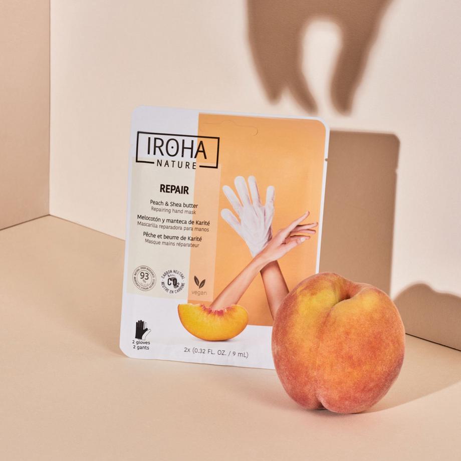 iroha  Gloves Treatment For Hands And Nails | Regenerating | Peach (2 Units - One Use)  Clean Beauty 