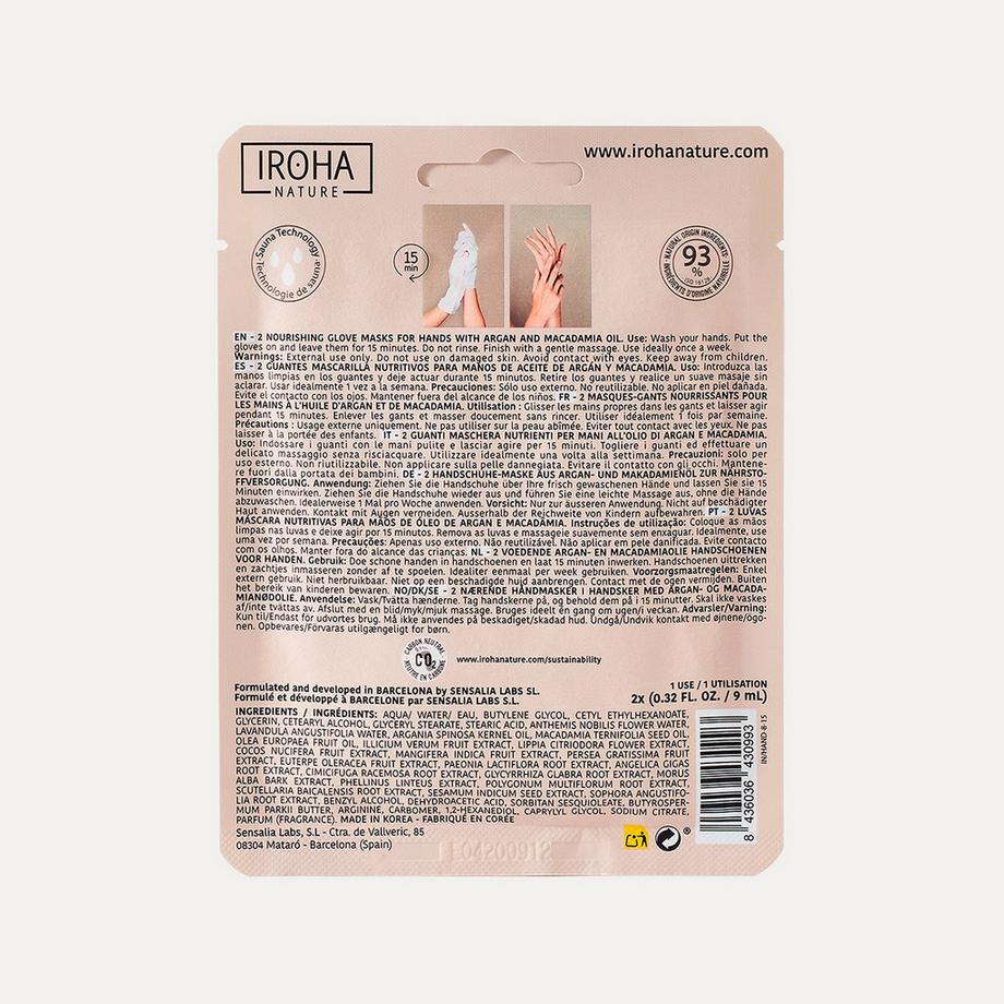 iroha  Gloves Treatment For Hands And Nails / Nourishing / Argan (2 Units -1  Use) Clean Beauty                                                     