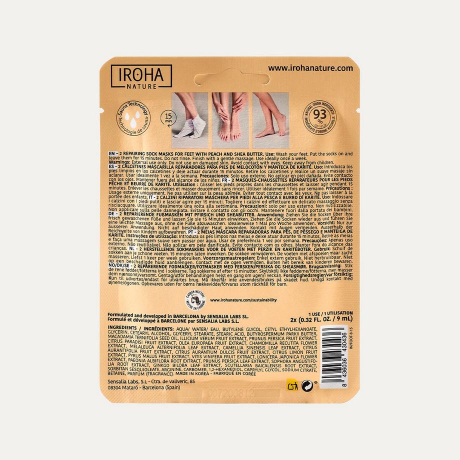 iroha  Socks Treatment For Feet | Repairing | Peach (2 Units - One Use) Clean Beauty 