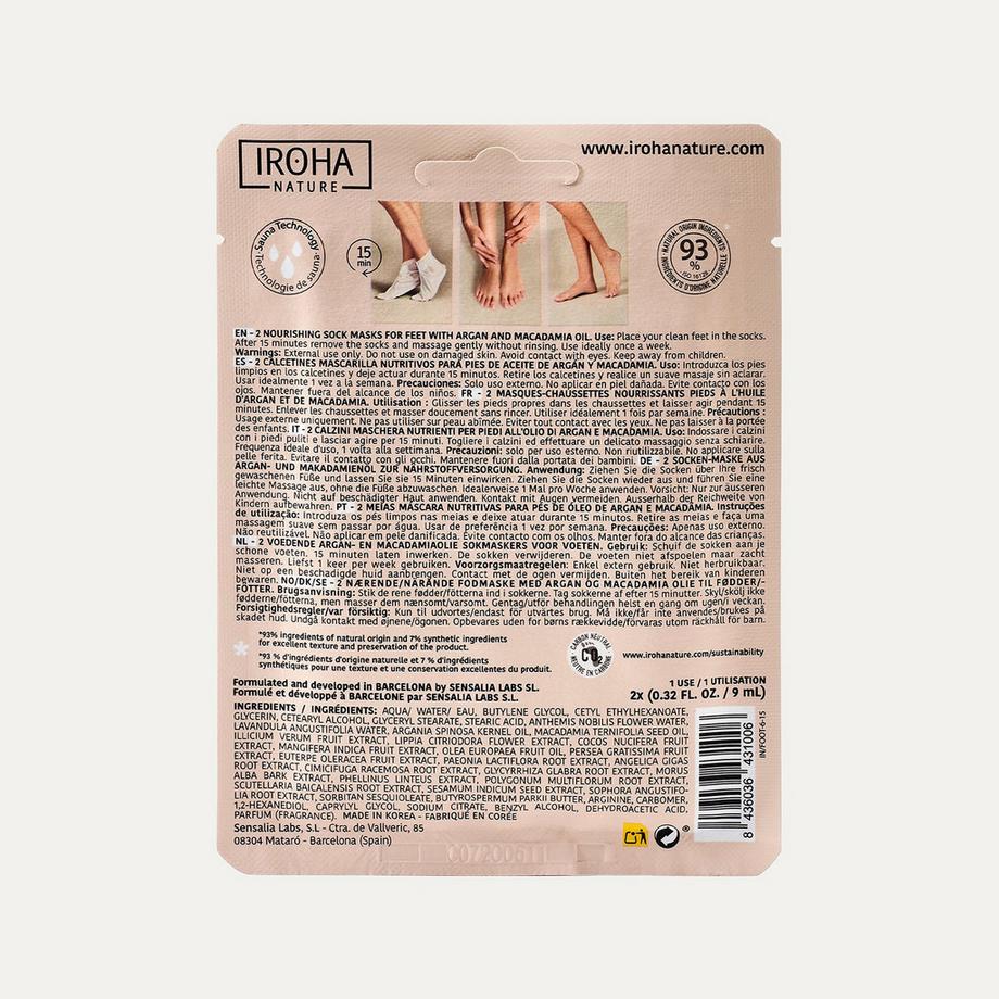 iroha  Socks Treatment For Feet / Nourishing / Argan (2 Units -1  Use) Clean Beauty 