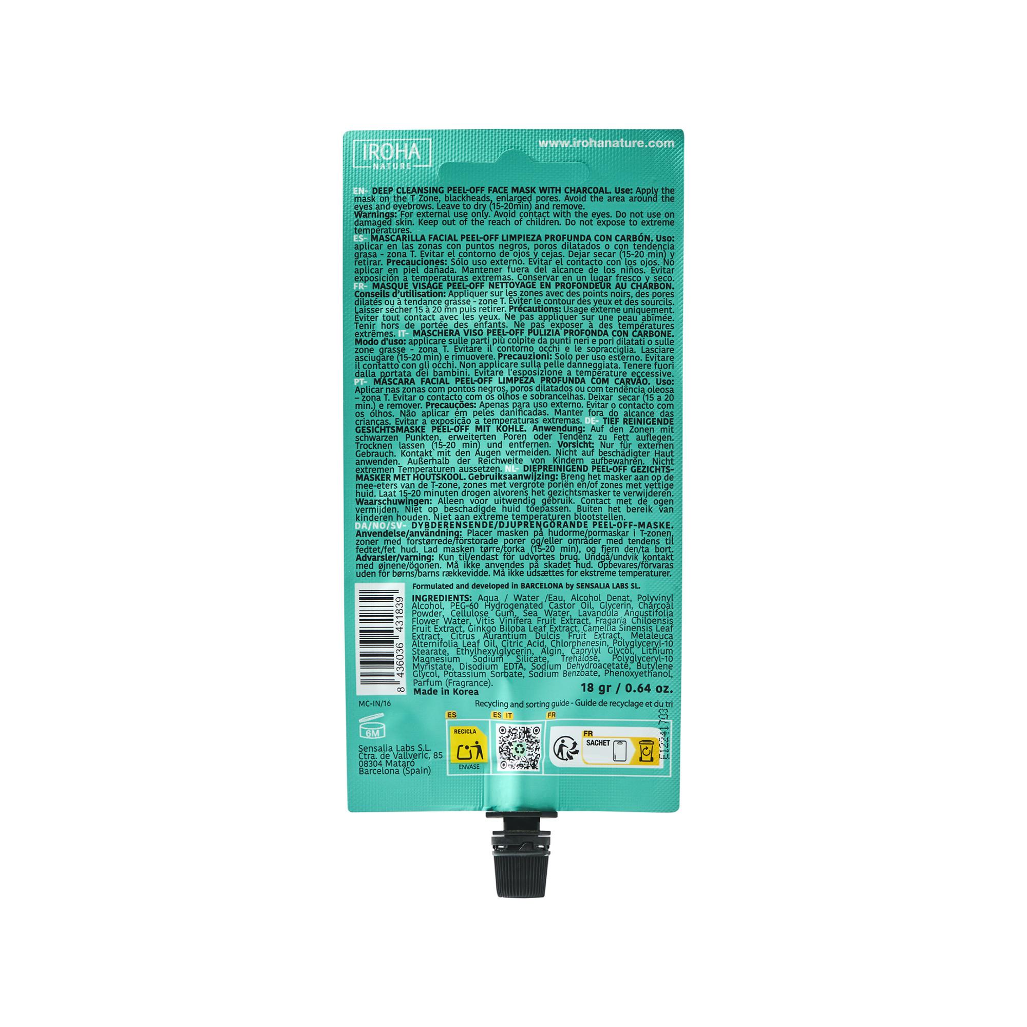 iroha  Charcoal Deep Cleansing Peel Off Mask 