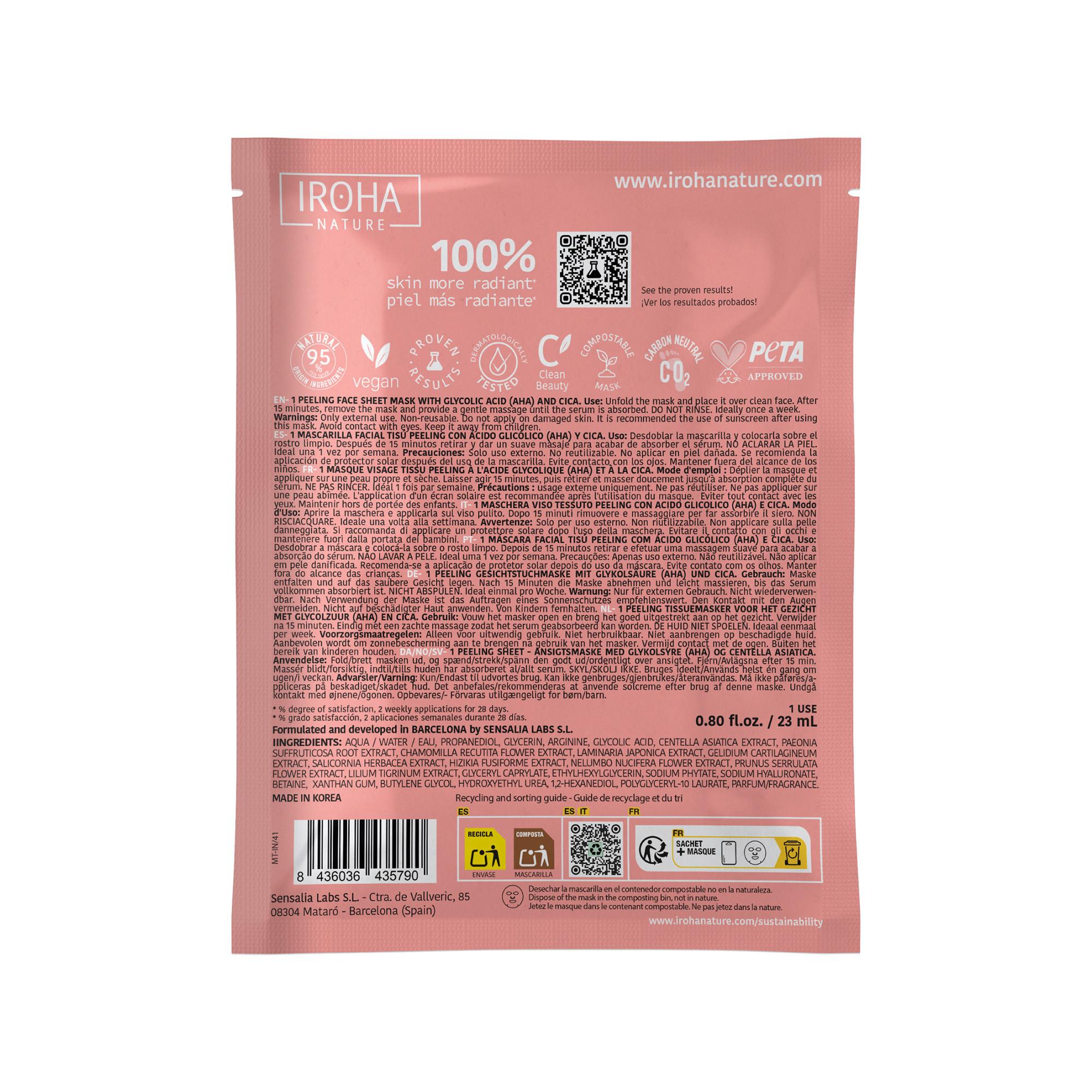 iroha  Tissue Face Mask Glycolic Acid - Glow Peeling - Biodegradable 