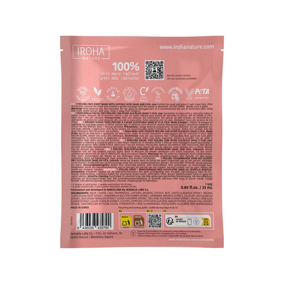 iroha  Tissue Face Mask Glycolic Acid - Glow Peeling - Biodegradable 