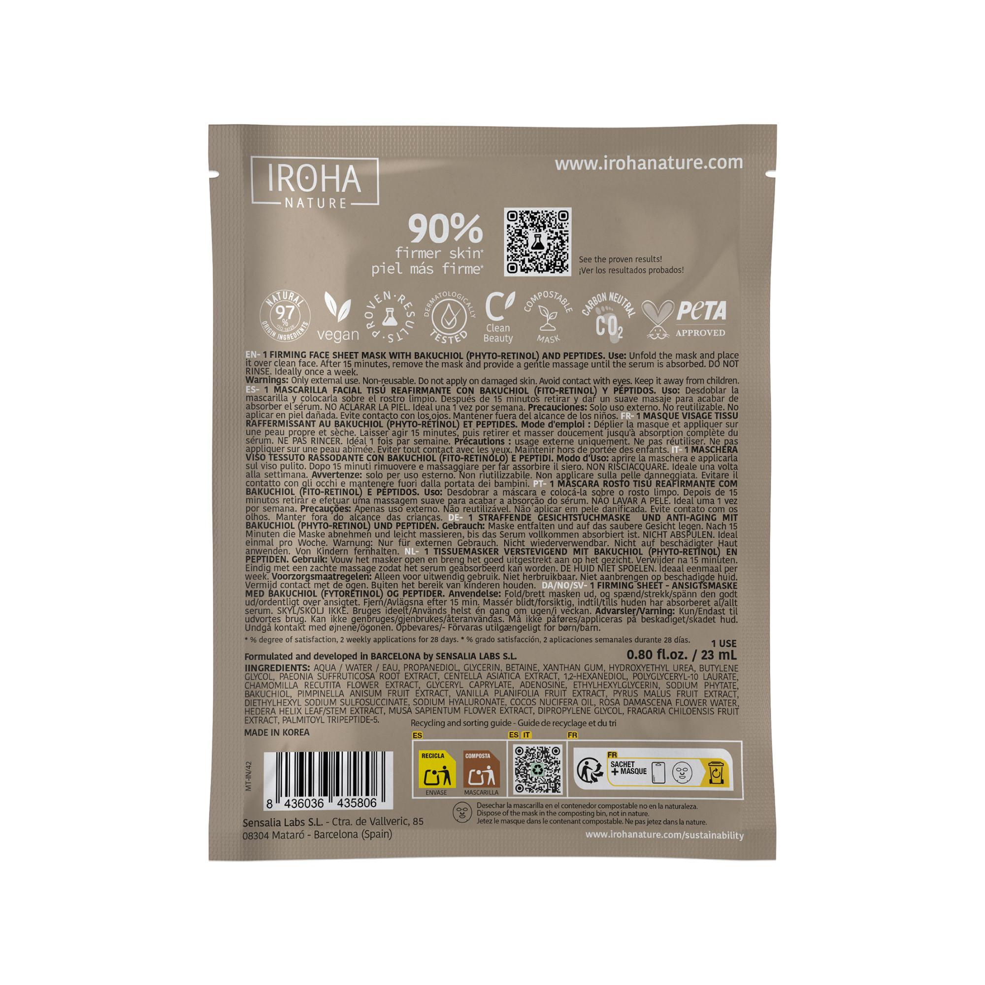 iroha  Tissue Face Mask Bakuchiol - Firming & Antiage - Biodegradable 