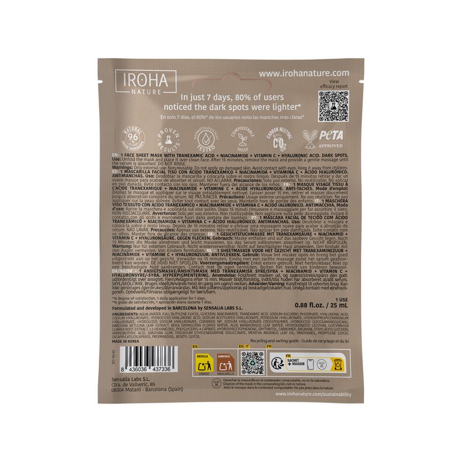 iroha  Face Sheet Mask, Anti Dark Spots - Tranexamic Acid  