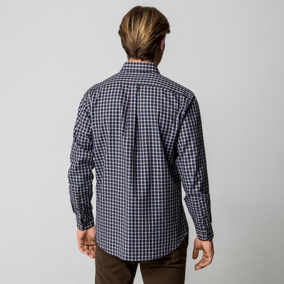 Manor Man Kariertes Classic Fit Langarmhemd  