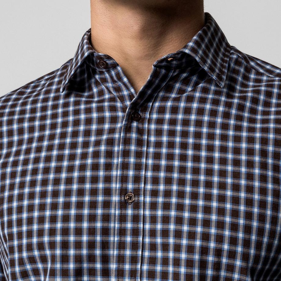 Manor Man Kariertes Classic Fit Langarmhemd  