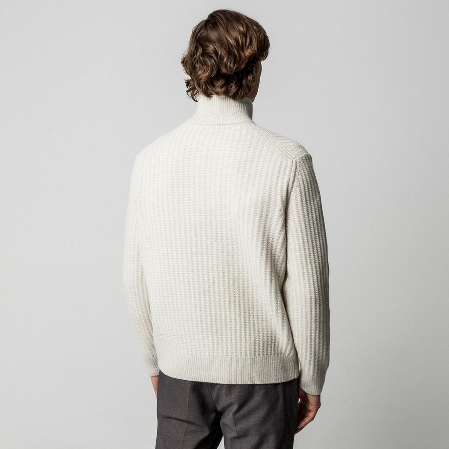 BOSS ORANGE Kwinter Gerippter Strickpullover mit halbem Reissverschluss  