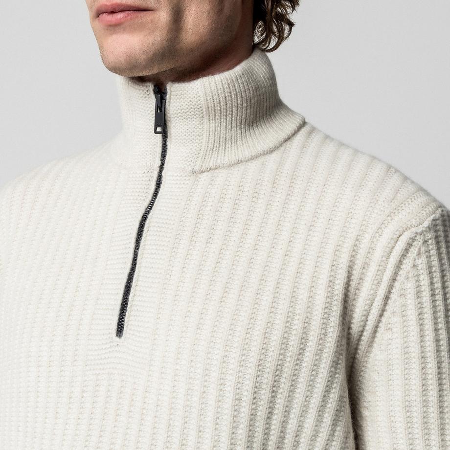 BOSS ORANGE Kwinter Gerippter Strickpullover mit halbem Reissverschluss  