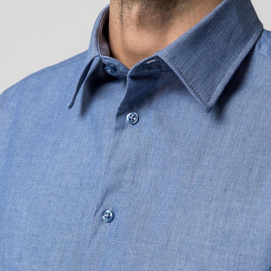 Manor Man Camicia Melange Classic Fit Maniche Lunghe  