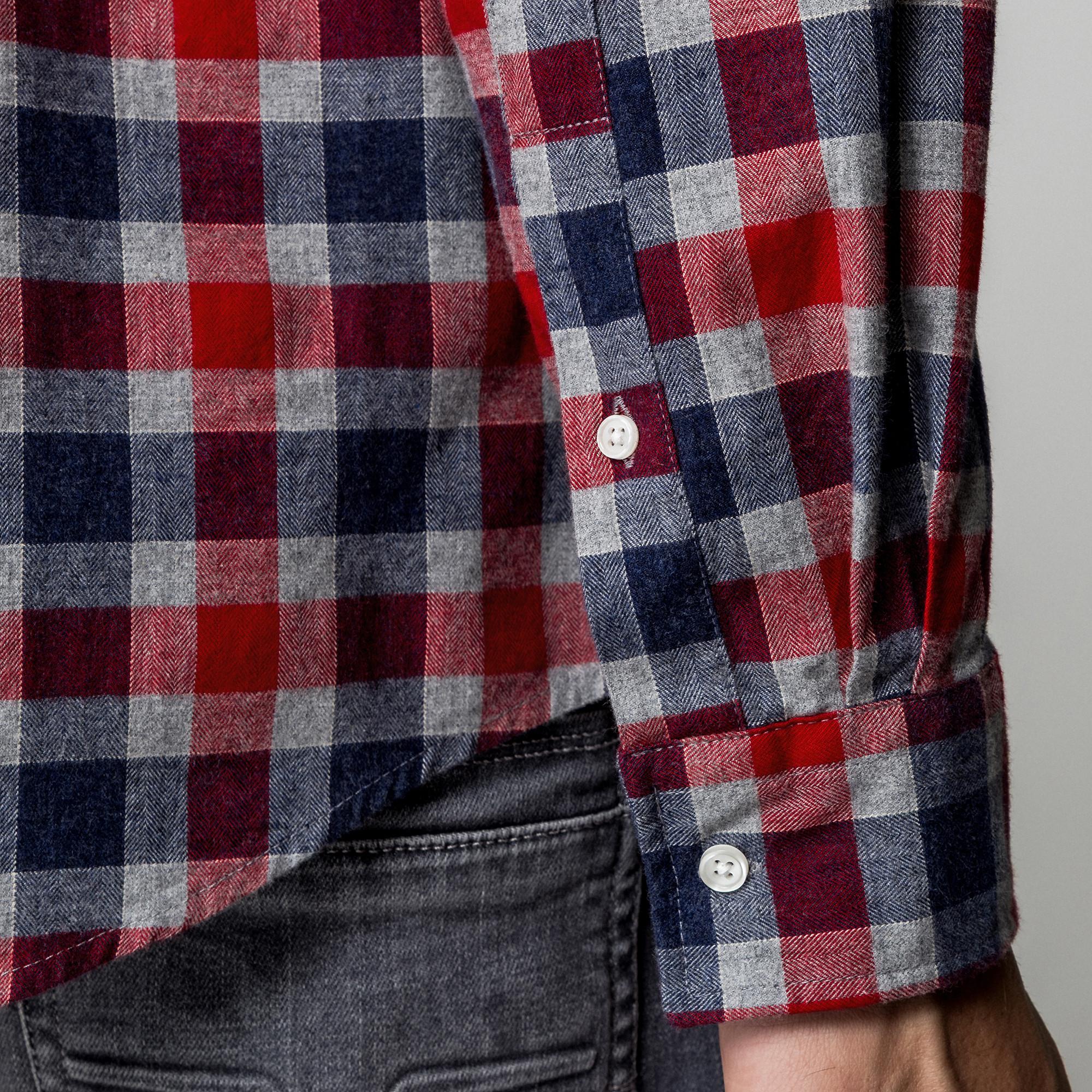 Manor Man Camicia a Quadri Maniche Lunghe  