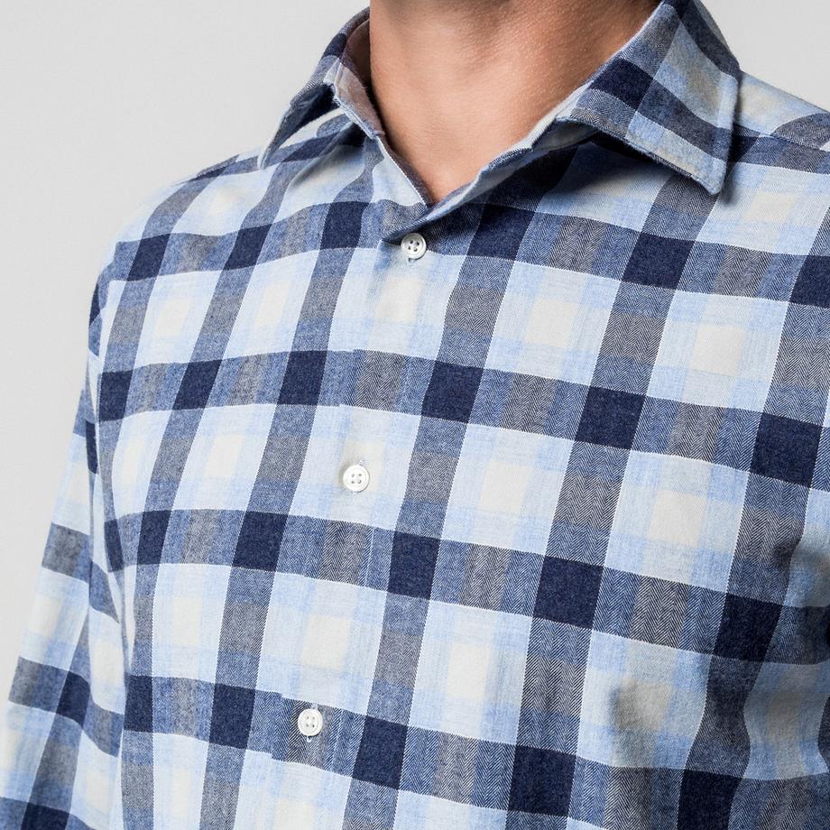 Manor Man Camicia a Quadri Maniche Lunghe  