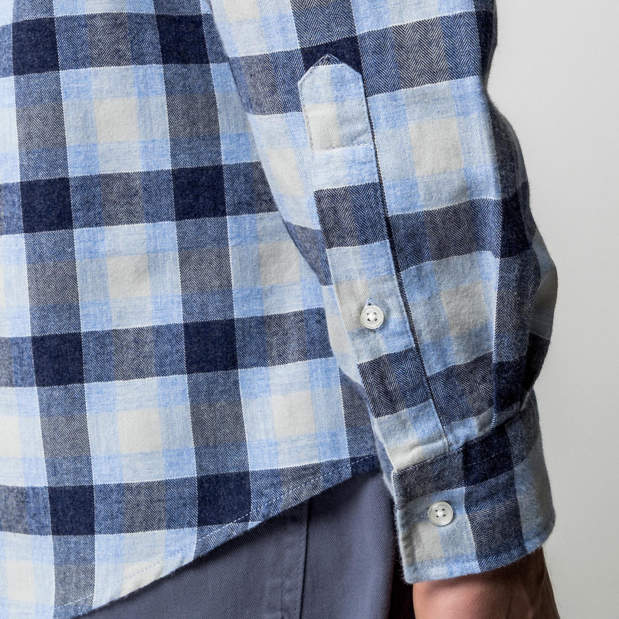 Manor Man Kariertes Langarmhemd  