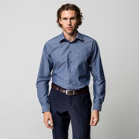 Manor Man Fein Gemustertes Classic Fit Langarmhemd  