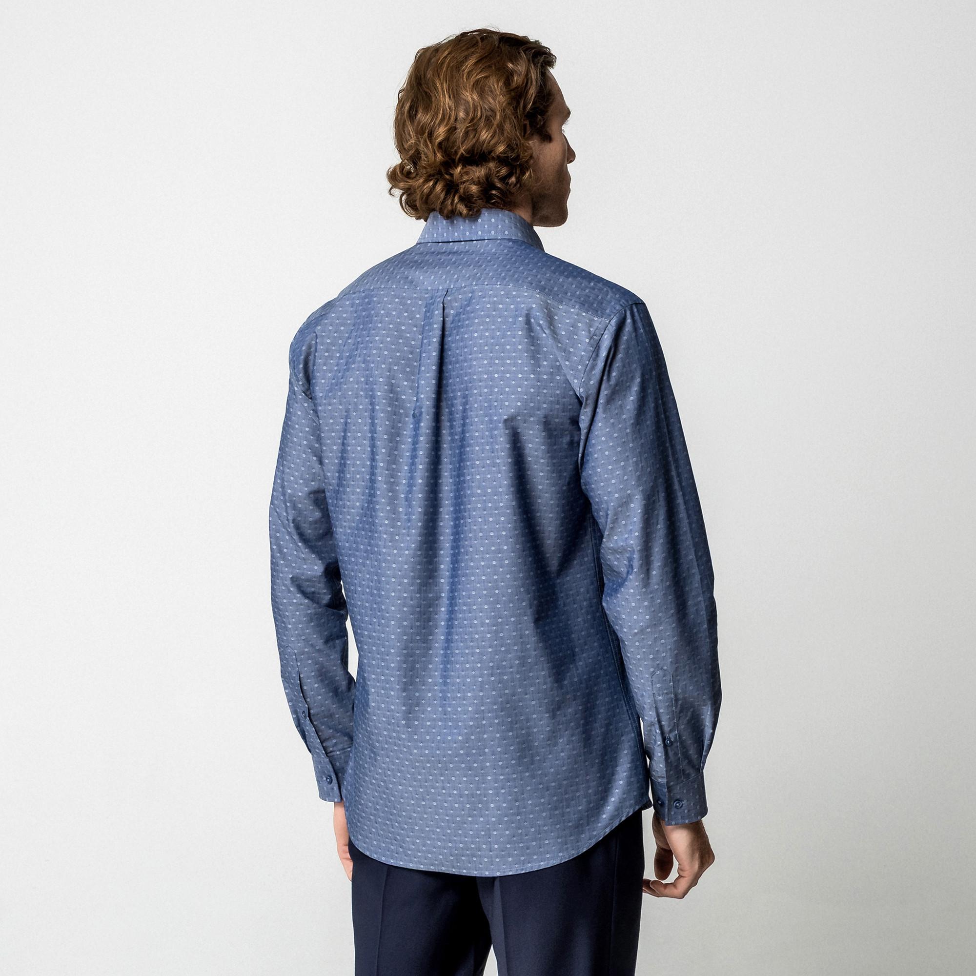 Manor Man Fein Gemustertes Classic Fit Langarmhemd  