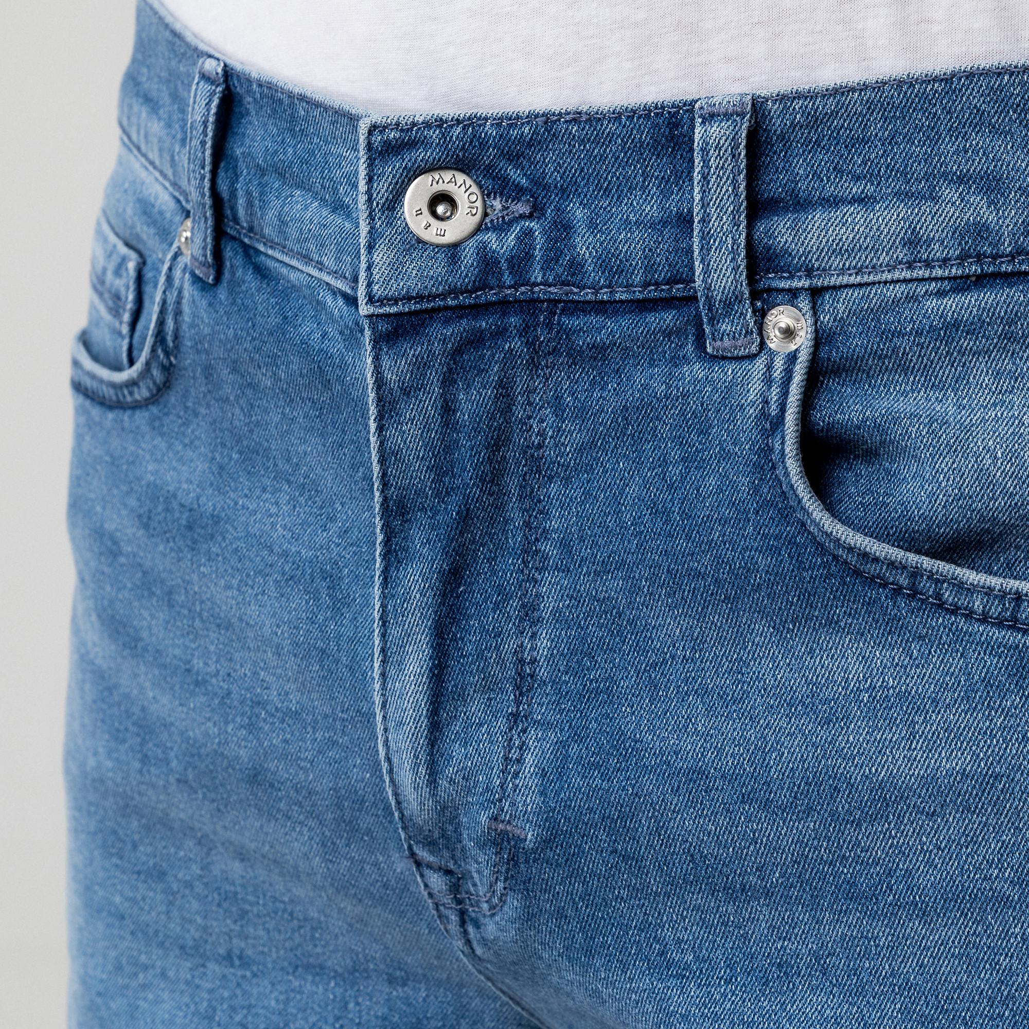 Manor Man Jeansshorts Slim Fit Used Look  