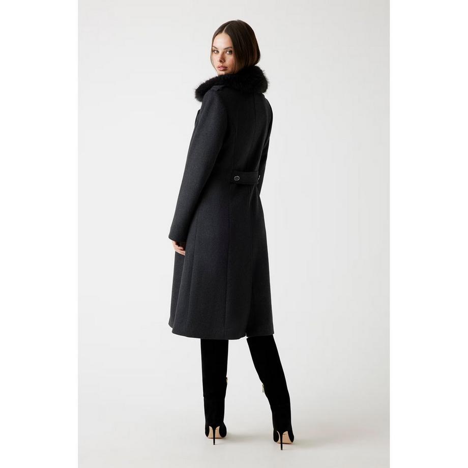 GUESS Manteau en laine avec col en fausse fourrure  