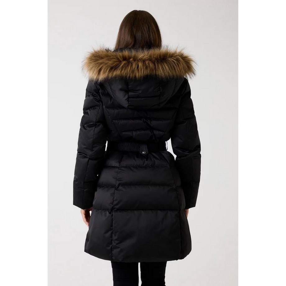 GUESS Cappotto imbottito con cappuccio in pelliccia sintetica  
