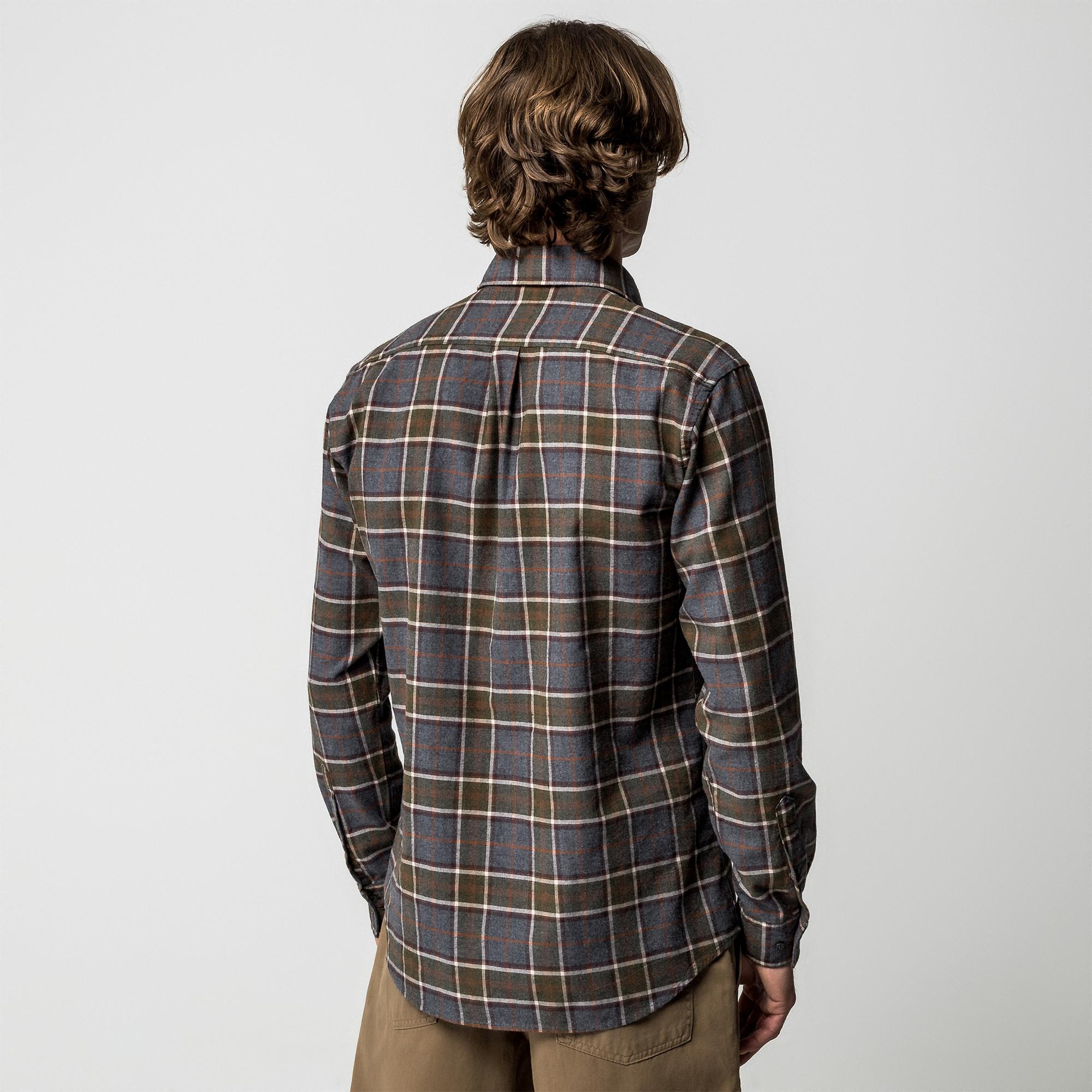 Manor Man Kariertes Langarmhemd  