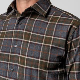 Manor Man Kariertes Langarmhemd  