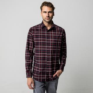 Manor Man Kariertes Langarmhemd  