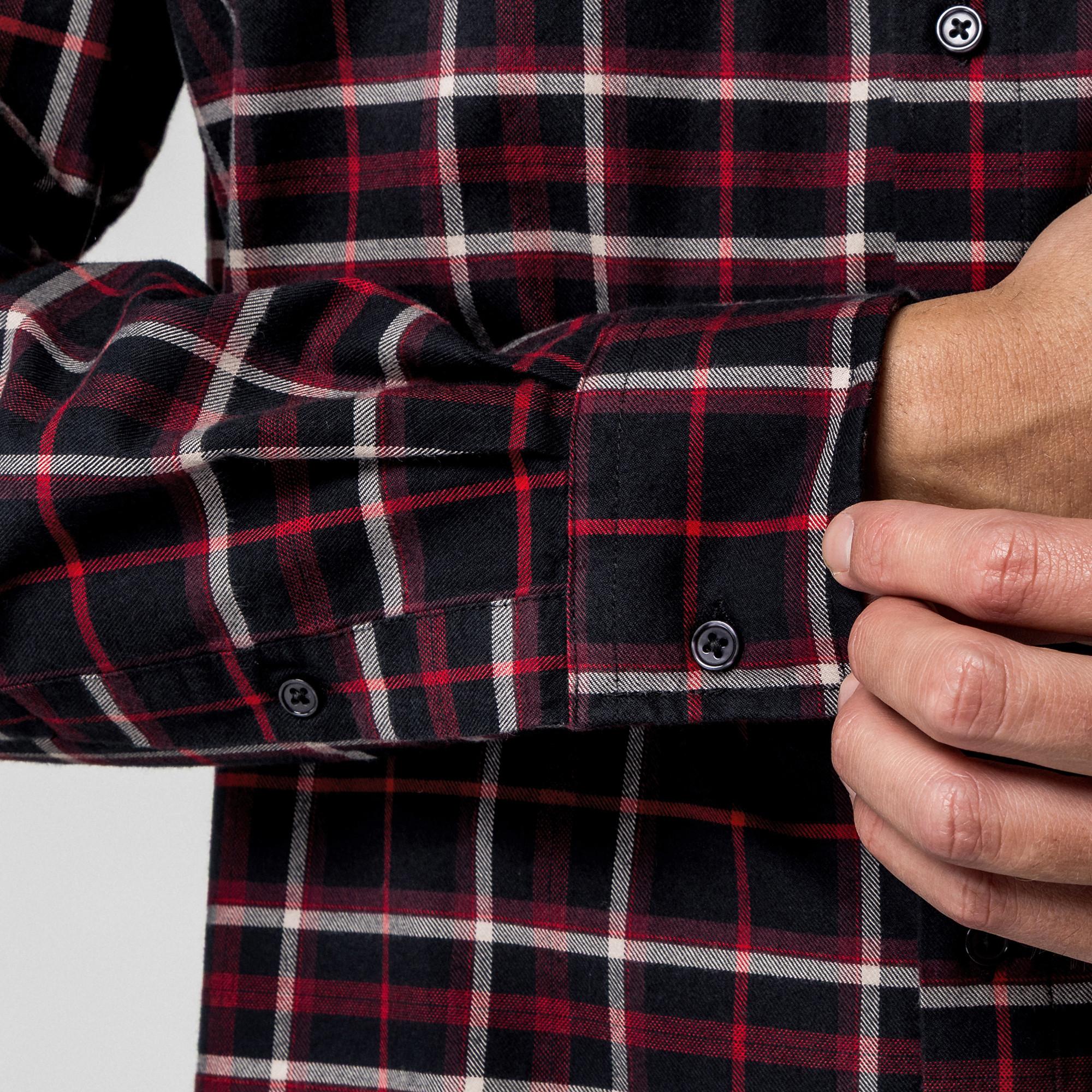 Manor Man Kariertes Langarmhemd  