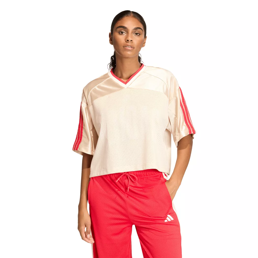 Adidas T-shirt à Manches Courtes Stadium Mesh Crystal Linen / Off White / Pure Ruby XS Femme
