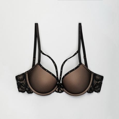 Manor Woman Soutien-gorge Push-Up avec Dentelle et Clous  