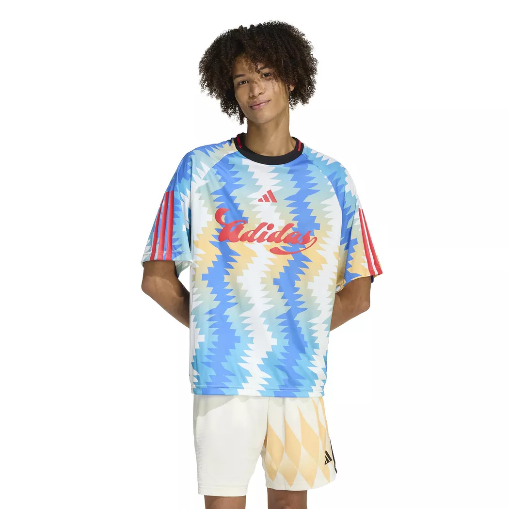 Adidas T-shirt à Manches Courtes House Of Tiro X Common Goal Jersey Off White / Semi Ice Tangerine / Ray Blue / Multicolor S Homme 2