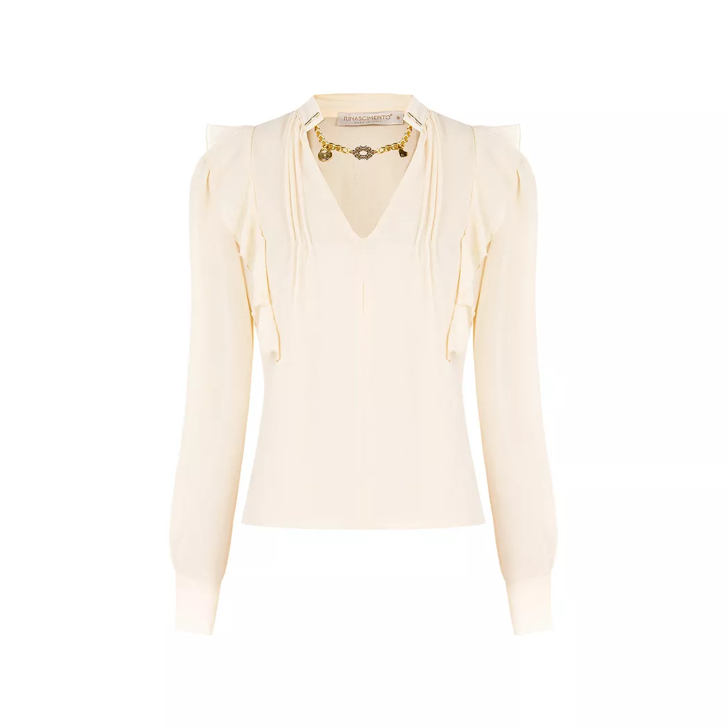 Rinascimento - Bluse, für Damen, Beige, Größe XL