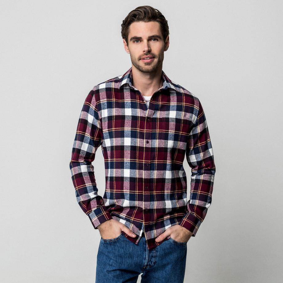Manor Man Chemise à Carreaux Manches Longues Regular Fit  